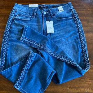 Judy Blue 14W braided jeans. Mid rise medium wash. Non distressed.